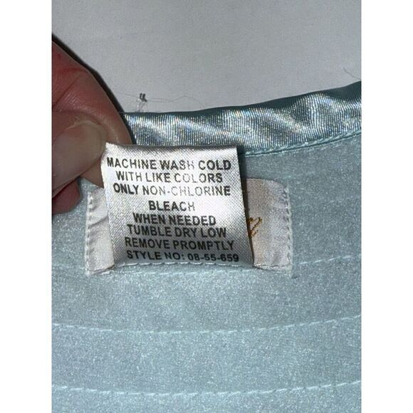 Vtg Barbizon Flannel Nightgown Robe House Coat Zip Cottage Prairie Blue Large - Picture 12 of 14